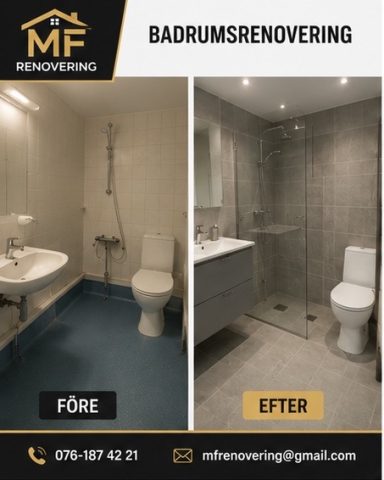 Badrumsrenovering före och efter 